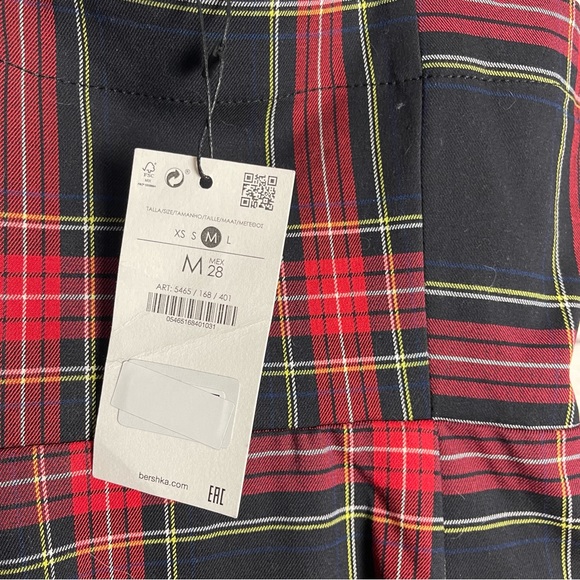 BNWT Bershka Tartan Check Dark Academia Midi Pinafore Wiggle Pencil Dress M / 10 - Picture 5 of 5